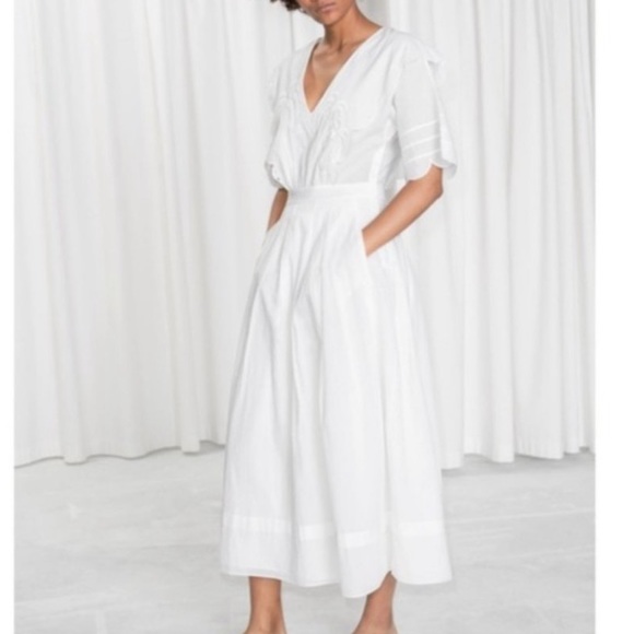 & Other Stories Palm Embroidered Scallop Dress - Picture 5 of 16